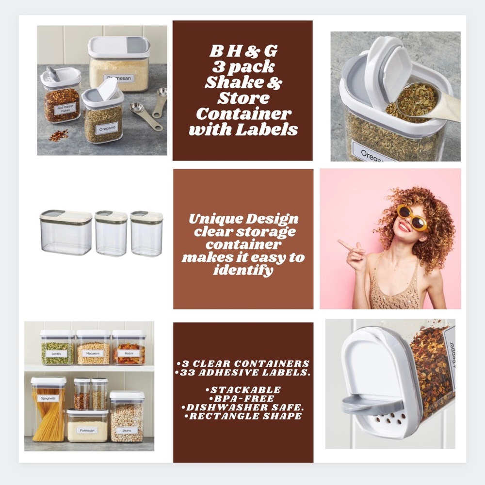 💕🎉HP🎉💕B H & G 3 pack Container with Labels - Picture 2 of 7